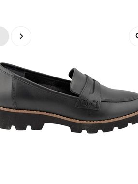 Vionic Cheryl II Loafers Womens 10M Black Nappa Leather Lug Sole Penny Shoes